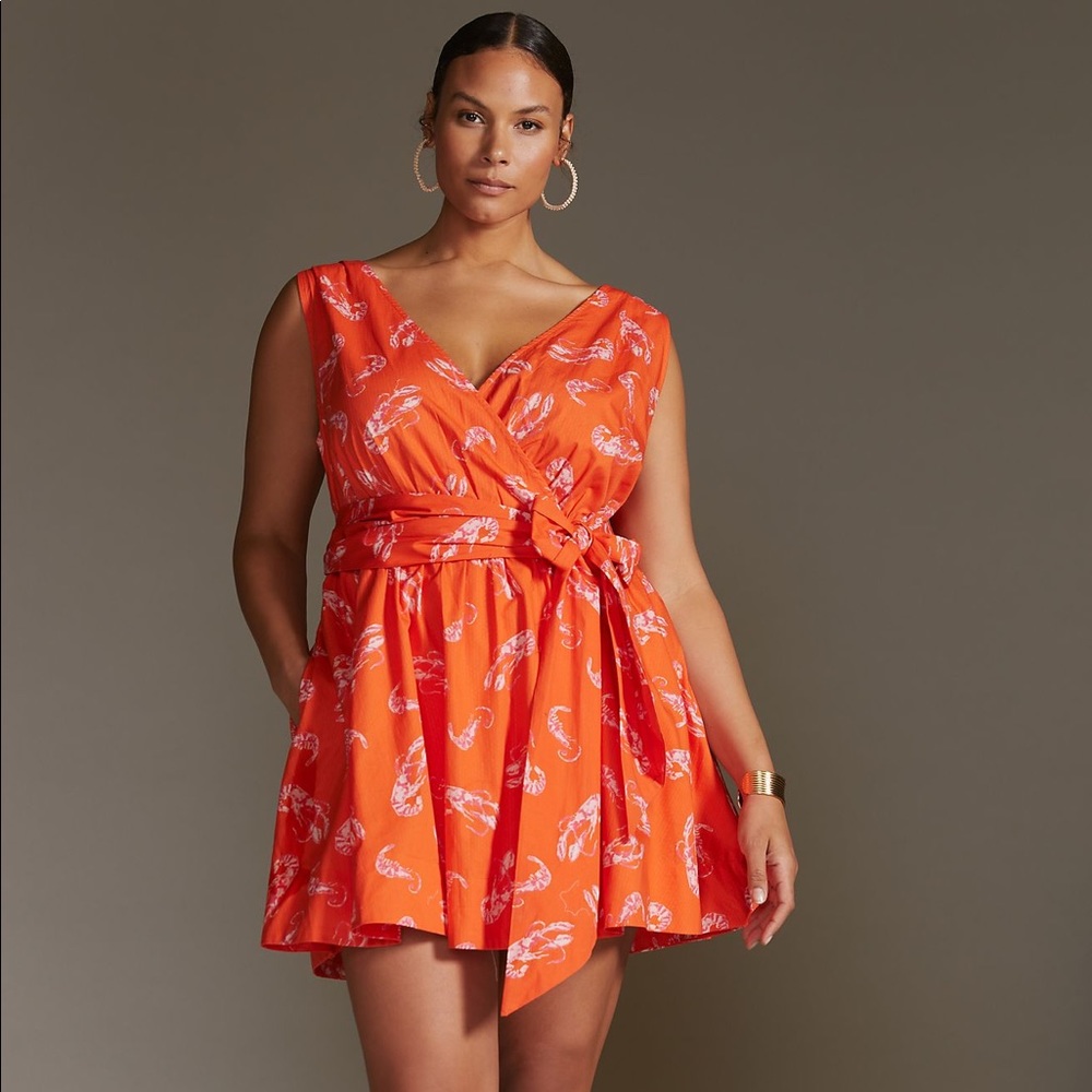 NWT Maeve Flirty Wrap Mini Dress- red motif